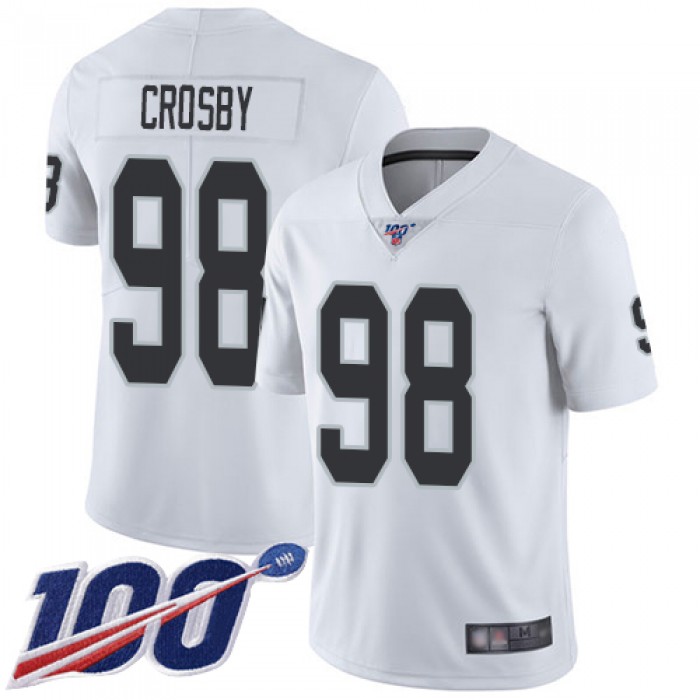 Oakland Raiders #98 Maxx Crosby Men's White Road Limited 100th Season Vapor Untouchable Football Jersey