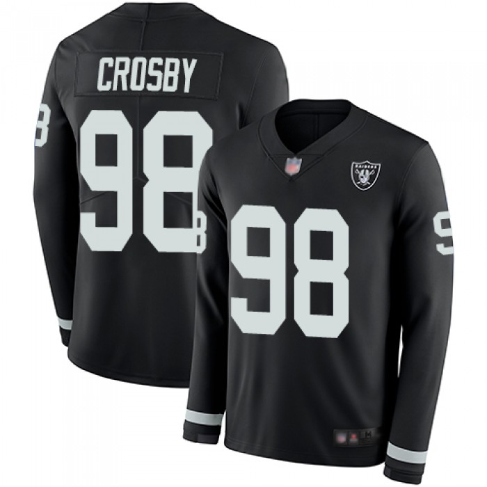 Oakland Raiders #98 Maxx Crosby Men's Black Limited Therma Long Sleeve Football Jersey
