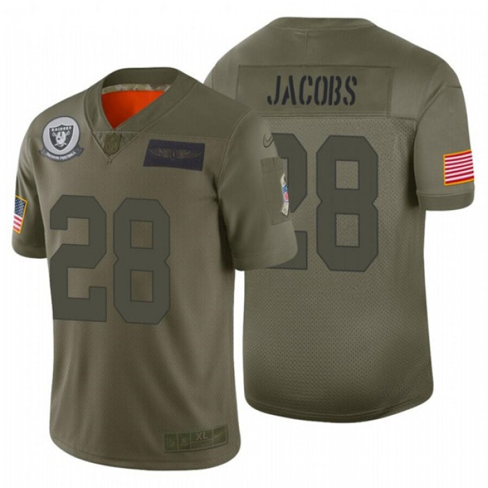 Men's Oakland Raiders #28 Josh Jacobs 2019 Camo Salute To Service Limited Stitched NFL Jersey