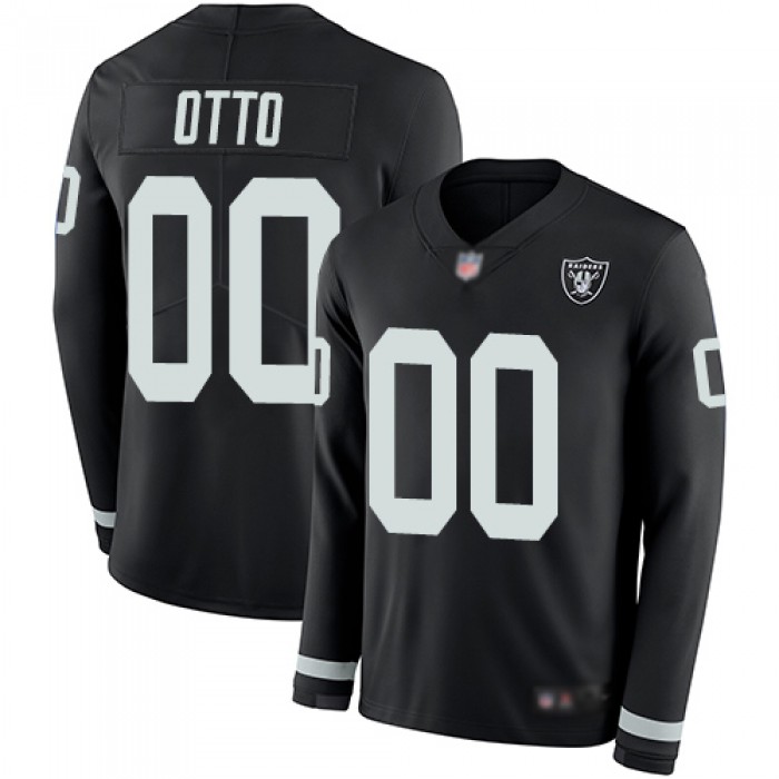 Men's Limited #00 Jim Otto Black Jersey Therma Long Sleeve Football Oakland Raiders