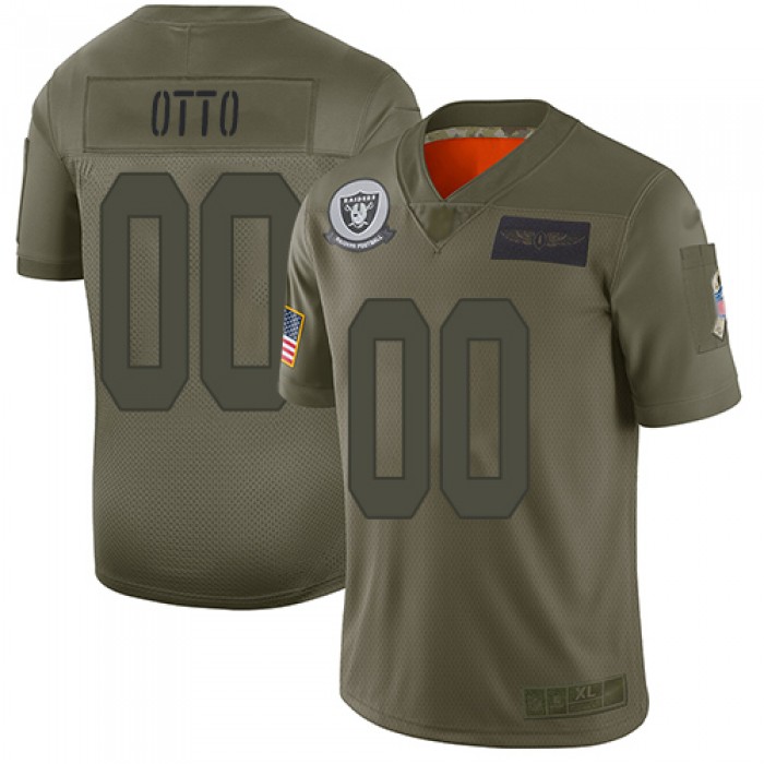 Men's Limited #00 Jim Otto Olive Jersey 2019 Salute To Service Football Oakland Raiders