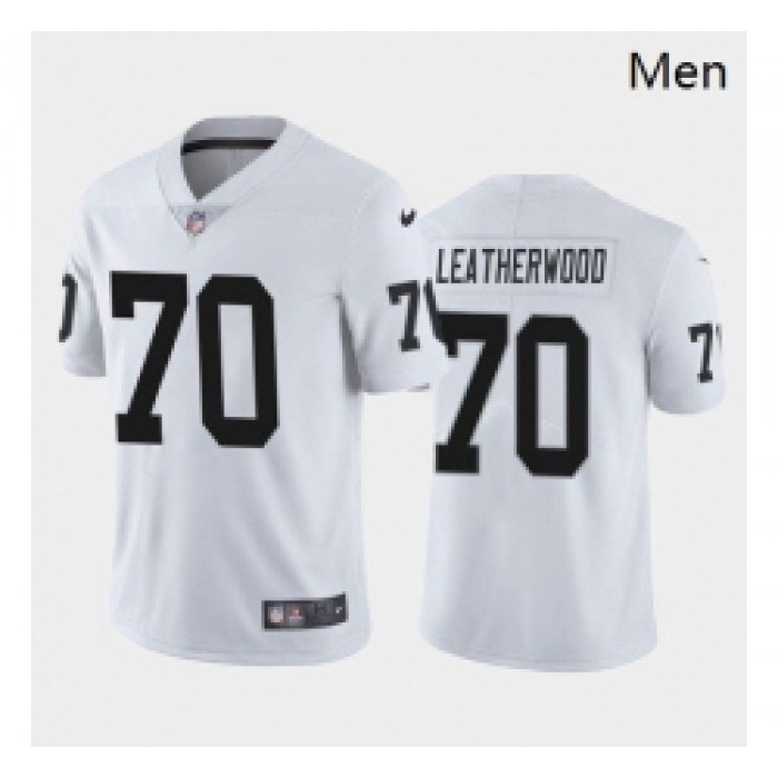 Men Las Vegas Raiders #70 Alex Leatherwood White Black 2021 Draft Jersey