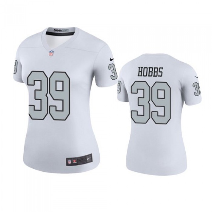 Women'sLas Vegas Raiders #39 Nate Hobbs White Color Rush Legend Jersey