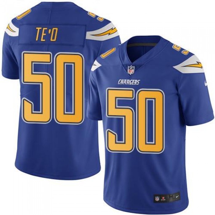 Nike Chargers #50 Manti Te'o Electric Blue Men's Stitched NFL Limited Rush Jersey