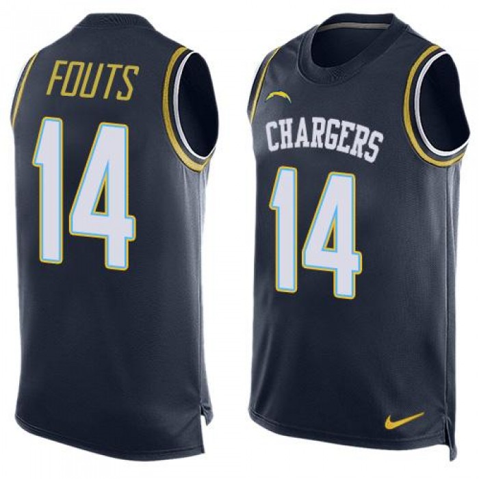 Men's San Diego Chargers #14 Dan Fouts Navy Blue Hot Pressing Player Name & Number Nike NFL Tank Top Jersey