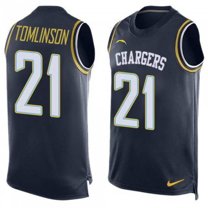 Men's San Diego Chargers #21 LaDainian Tomlinson Navy Blue Hot Pressing Player Name & Number Nike NFL Tank Top Jersey