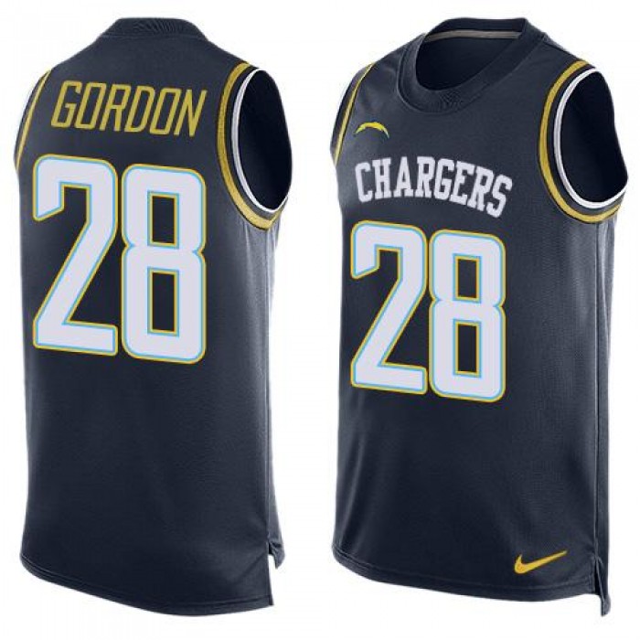 Men's San Diego Chargers #28 Melvin Gordon Navy Blue Hot Pressing Player Name & Number Nike NFL Tank Top Jersey