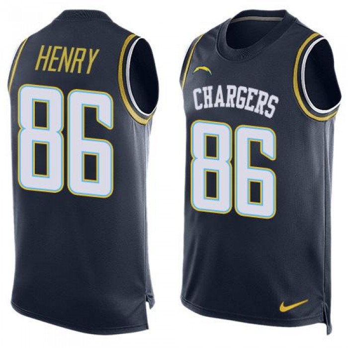 Men's San Diego Chargers #86 Hunter Henry Navy Blue Hot Pressing Player Name & Number Nike NFL Tank Top Jersey