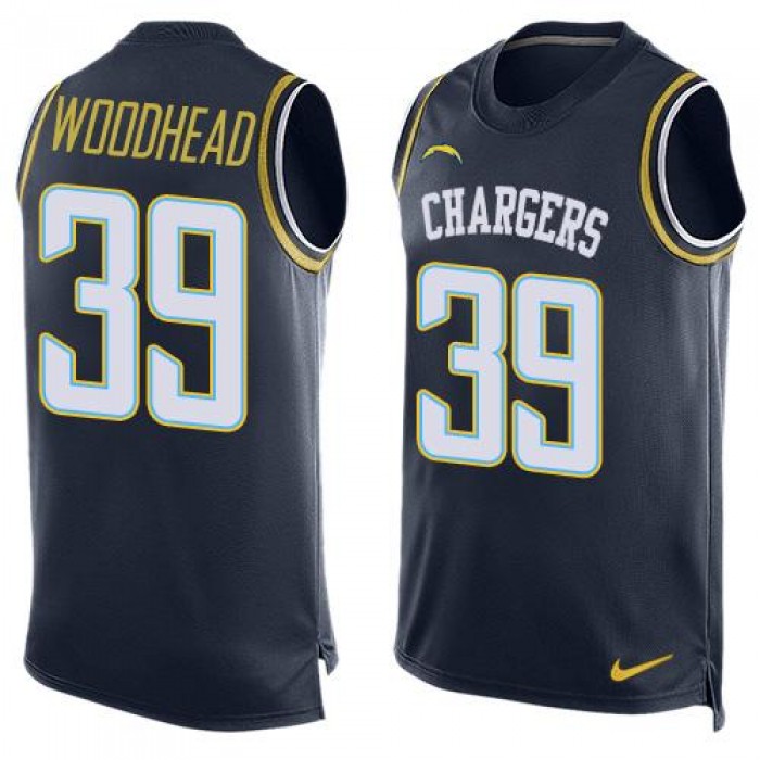 Men's San Diego Chargers #39 Danny Woodhead Navy Blue Hot Pressing Player Name & Number Nike NFL Tank Top Jersey