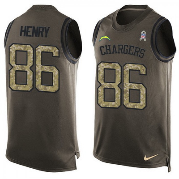 Men's San Diego Chargers #86 Hunter Henry Green Salute to Service Hot Pressing Player Name & Number Nike NFL Tank Top Jersey