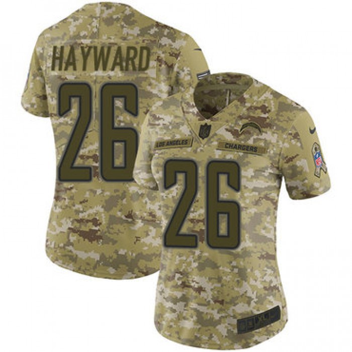 Nike Chargers #26 Casey Hayward Camo Women's Stitched NFL Limited 2018 Salute to Service Jersey