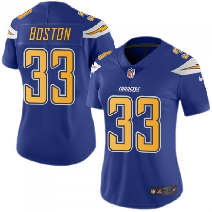 Women's Nike Los Angeles Chargers #33 Tre Boston Electric Blue Stitched NFL Limited Rush Jersey