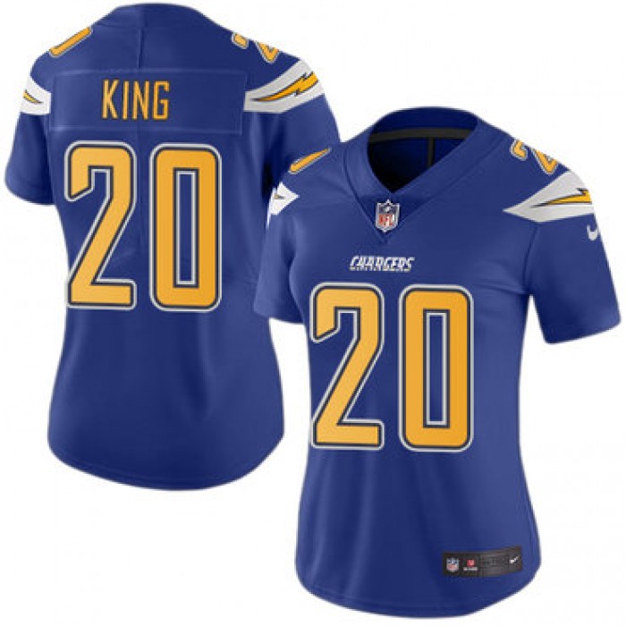 Women's Nike Los Angeles Chargers #20 Desmond King Electric Blue Stitched NFL Limited Rush Jersey