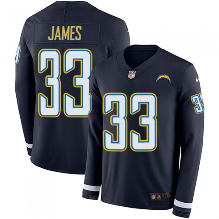 Nike Chargers 33 Derwin James Navy Blue Team Color Men's Stitched NFL Limited Therma Long Sleeve Jersey