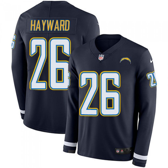 Nike Chargers 26 Casey Hayward Navy Blue Team Color Men's Stitched NFL Limited Therma Long Sleeve Jersey