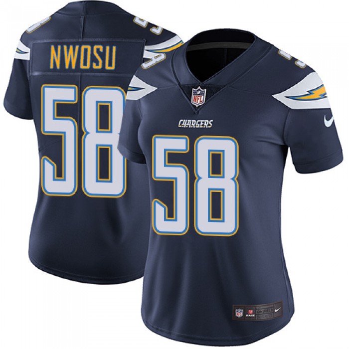 Nike Chargers #58 Uchenna Nwosu Navy Blue Team Color Women's Stitched NFL Vapor Untouchable Limited Jersey