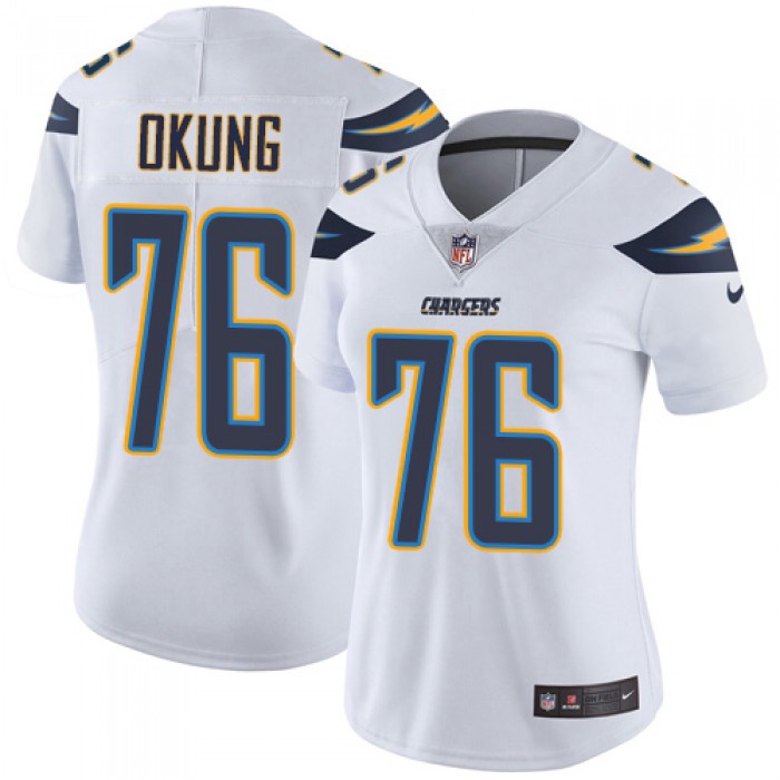 Nike Chargers #76 Russell Okung White Women's Stitched NFL Vapor Untouchable Limited Jersey