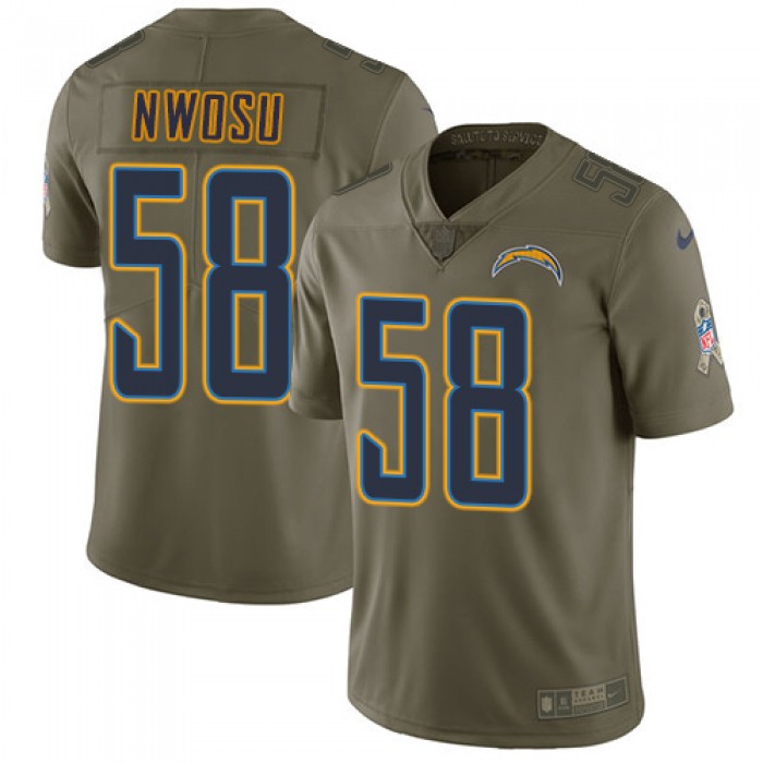 Nike Chargers #58 Uchenna Nwosu Olive Youth Stitched NFL Limited 2017 Salute to Service Jersey