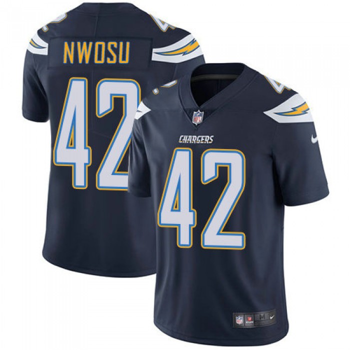 Men's Nike Los Angeles Chargers #42 Uchenna Nwosu Navy Blue Team Color Stitched NFL Vapor Untouchable Limited Jersey