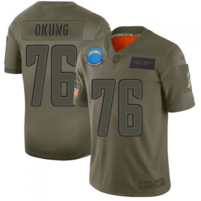 Nike Chargers #76 Russell Okung Camo Men's Stitched NFL Limited 2019 Salute To Service Jersey