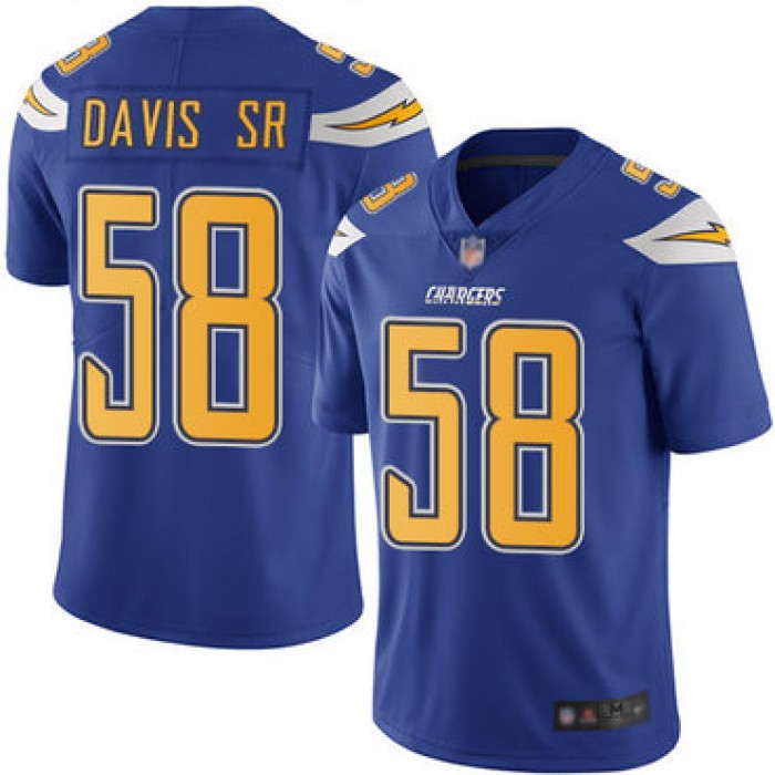 Chargers #58 Thomas Davis Sr Electric Blue Men's Stitched Football Limited Rush Jersey