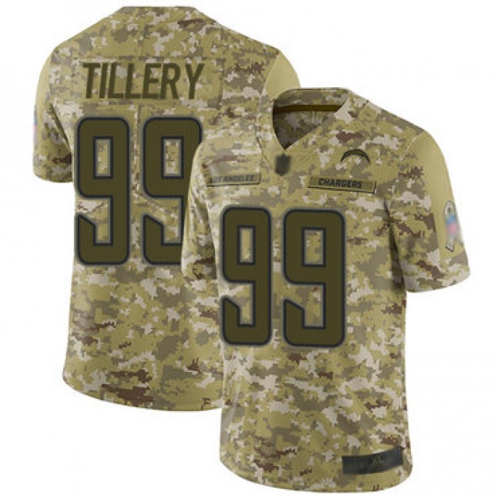 Chargers #99 Jerry Tillery Camo Men's Stitched Football Limited 2018 Salute To Service Jersey