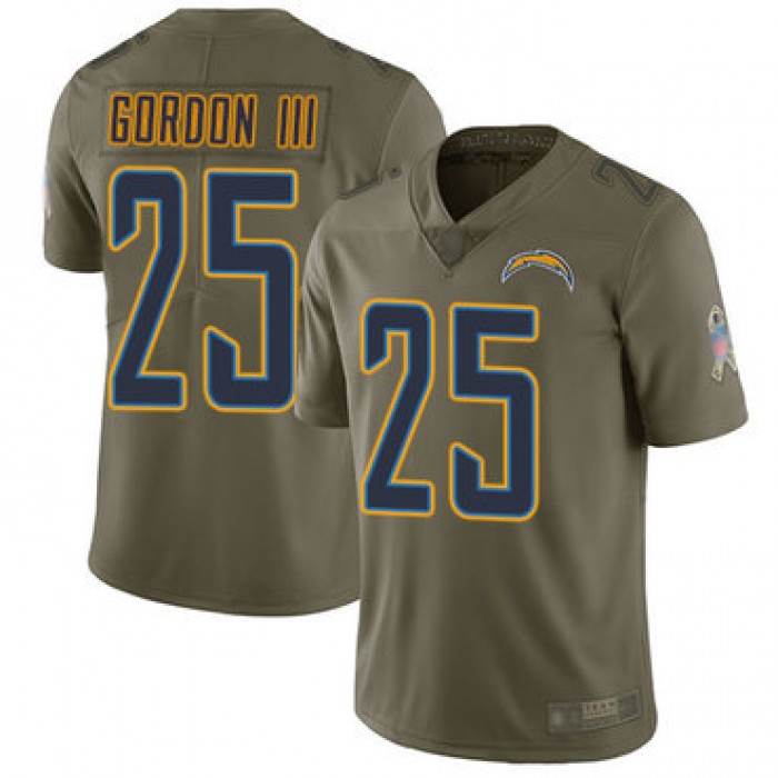 Chargers #25 Melvin Gordon III Olive Men's Stitched Football Limited 2017 Salute to Service Jersey