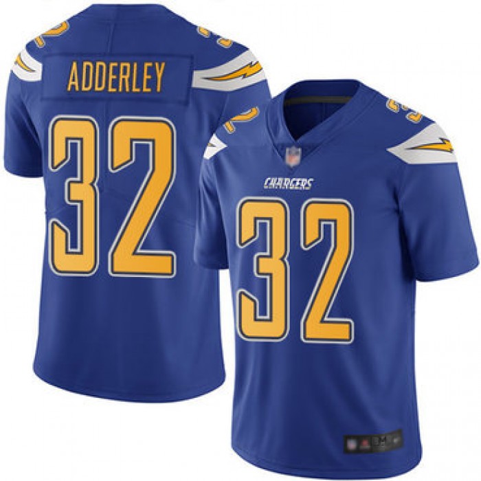 Chargers #32 Nasir Adderley Electric Blue Men's Stitched Football Limited Rush Jersey