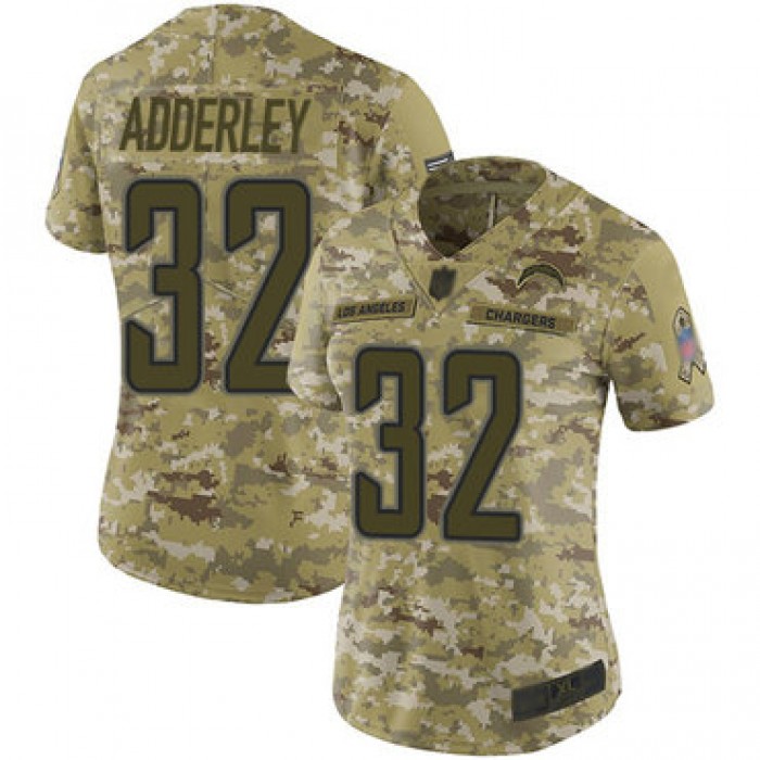 Chargers #32 Nasir Adderley Camo Women's Stitched Football Limited 2018 Salute to Service Jersey