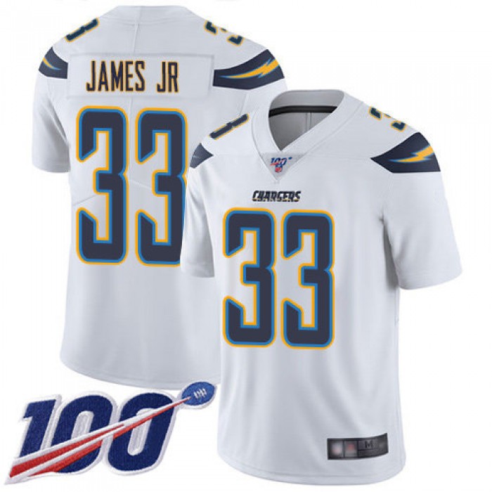 Chargers #33 Derwin James Jr White Men's Stitched Football 100th Season Vapor Limited Jersey