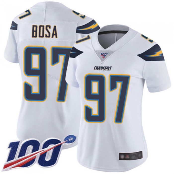 Nike Chargers #97 Joey Bosa White Women's Stitched NFL 100th Season Vapor Limited Jersey