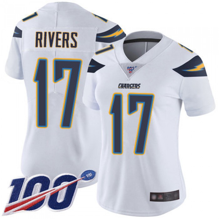 Nike Chargers #17 Philip Rivers White Women's Stitched NFL 100th Season Vapor Limited Jersey