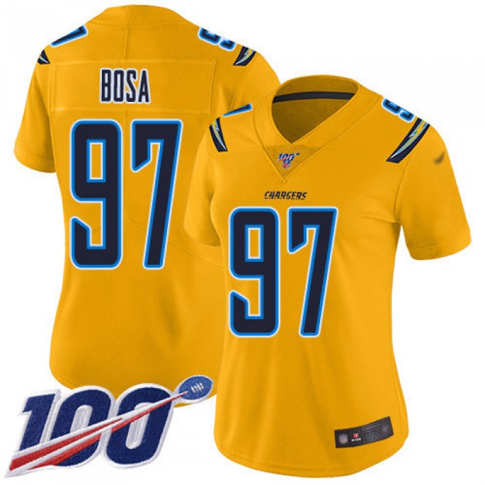 Nike Chargers #97 Joey Bosa Gold Women's Stitched NFL Limited Inverted Legend 100th Season Jersey