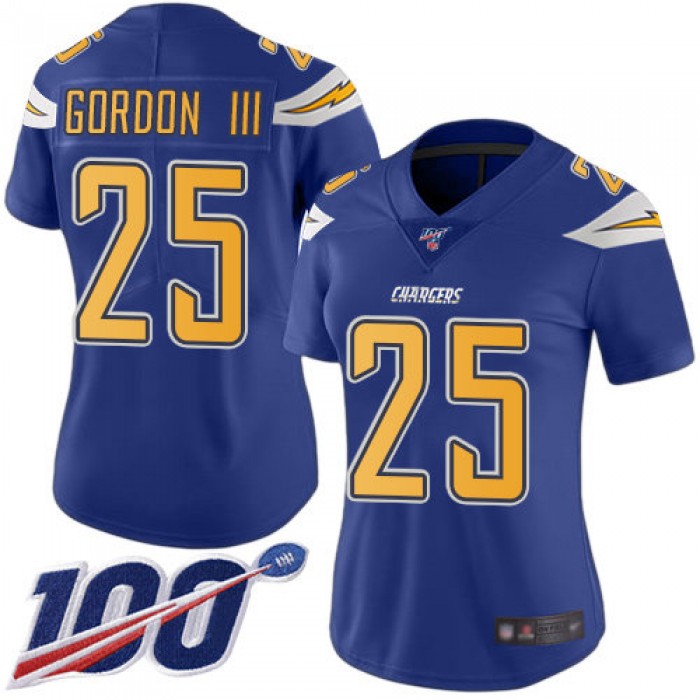 Nike Chargers #25 Melvin Gordon III Electric Blue Women's Stitched NFL Limited Rush 100th Season Jersey