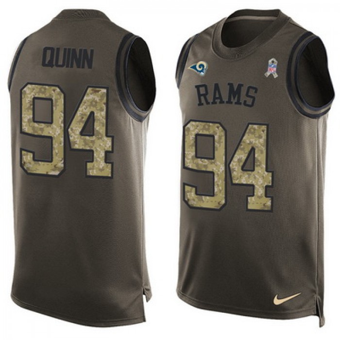 Men's Los Angeles Rams #94 Robert Quinn Green Salute to Service Hot Pressing Player Name & Number Nike NFL Tank Top Jersey