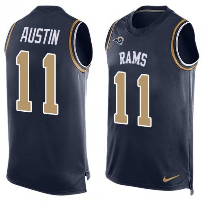 Men's Los Angeles Rams #11 Tavon Austin Navy Blue Hot Pressing Player Name & Number Nike NFL Tank Top Jersey