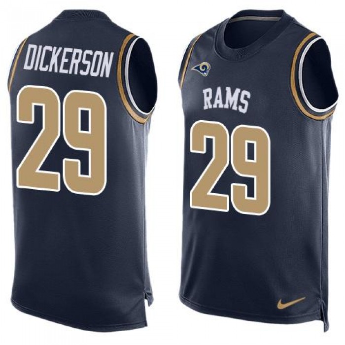 Men's Los Angeles Rams #29 Eric Dickerson Navy Blue Hot Pressing Player Name & Number Nike NFL Tank Top Jersey