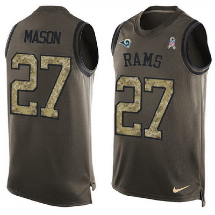 Men's Los Angeles Rams #27 Tre Mason Green Salute to Service Hot Pressing Player Name & Number Nike NFL Tank Top Jersey