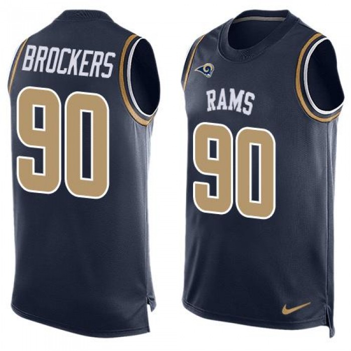 Men's Los Angeles Rams #90 Michael Brockers Navy Blue Hot Pressing Player Name & Number Nike NFL Tank Top Jersey