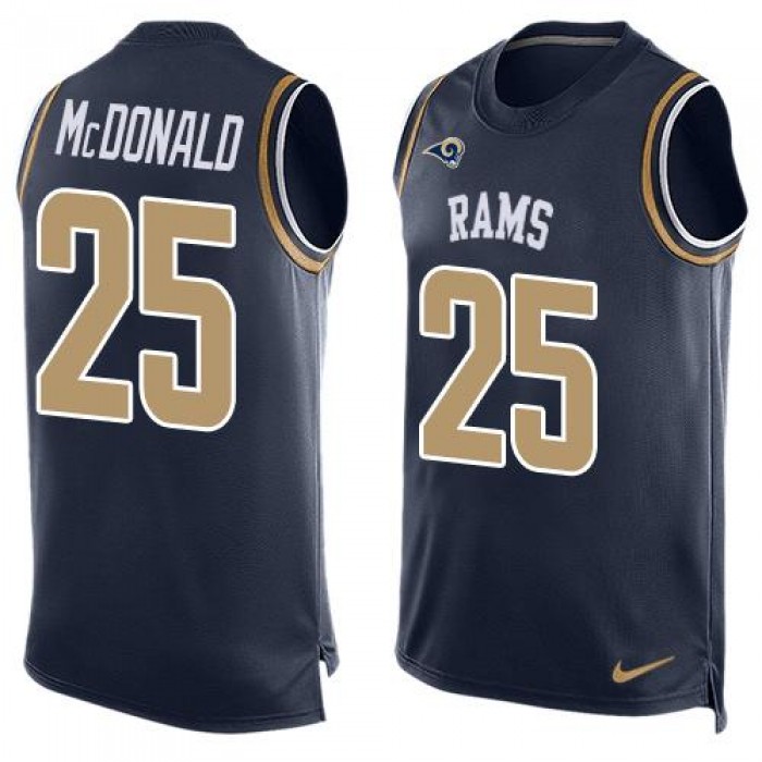 Men's Los Angeles Rams #25 T.J. McDonald Navy Blue Hot Pressing Player Name & Number Nike NFL Tank Top Jersey
