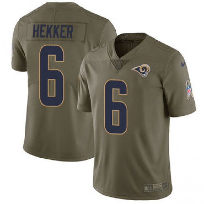 Nike Los Angeles Rams #6 Johnny Hekker Olive Men's Stitched NFL Limited 2017 Salute to Service Jersey