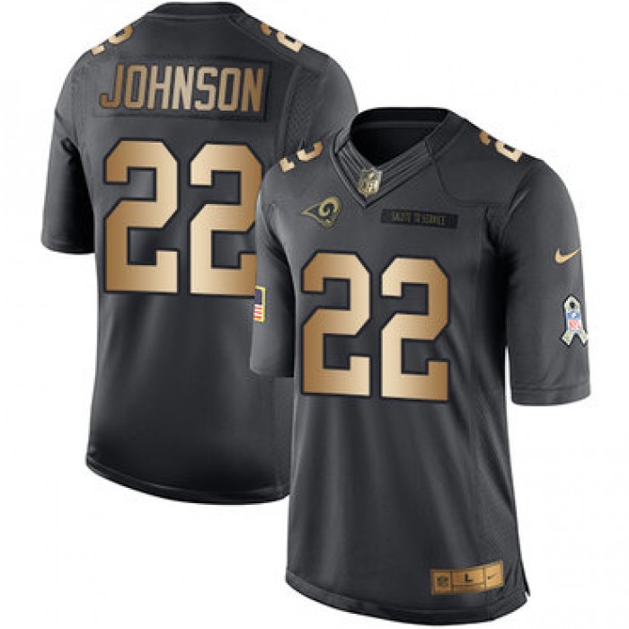 Nike Los Angeles Rams #22 Trumaine Johnson Black Men's Stitched NFL Limited Gold Salute To Service Jersey