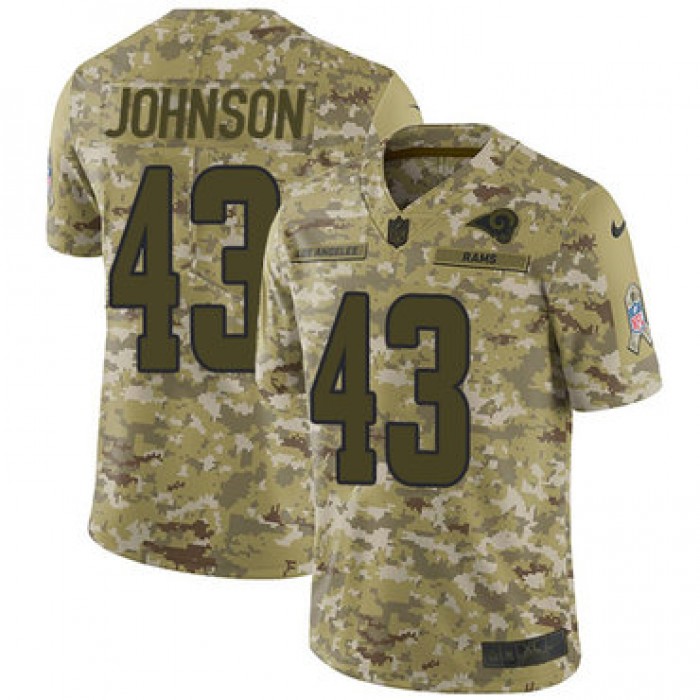 Nike Rams #43 John Johnson Camo Men's Stitched NFL Limited 2018 Salute To Service Jersey
