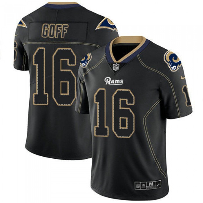 Nike Rams 16 Jared Goff Lights Out Black Men's Stitched NFL Limited Rush Jersey