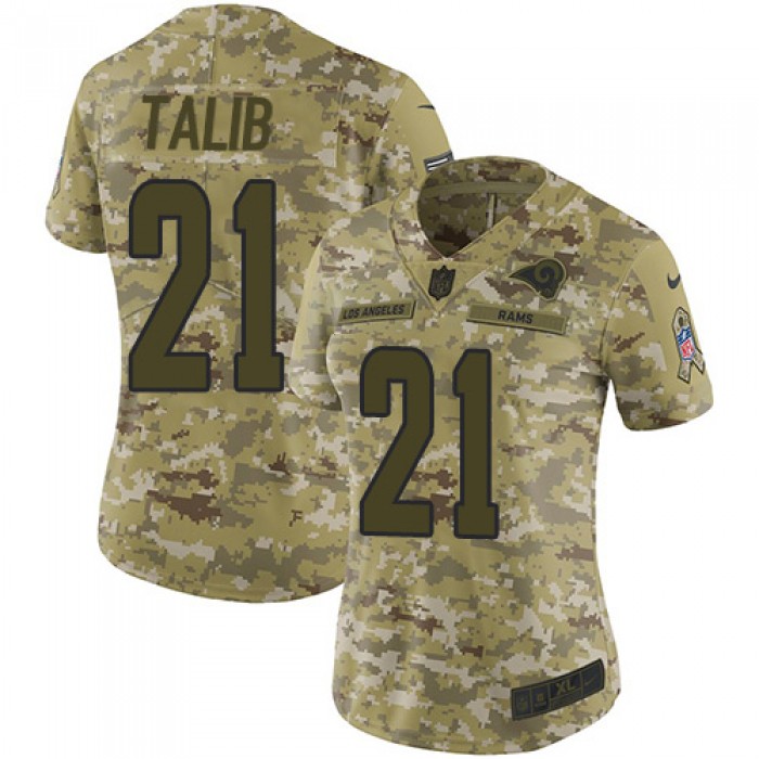 Nike Rams #21 Aqib Talib Camo Women's Stitched NFL Limited 2018 Salute to Service Jersey