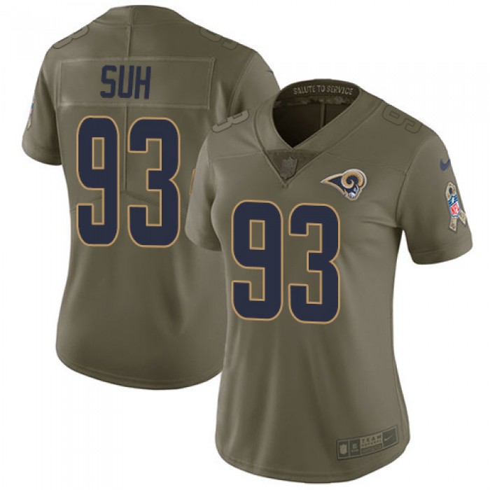Nike Rams #93 Ndamukong Suh Olive Women's Stitched NFL Limited 2017 Salute to Service Jersey