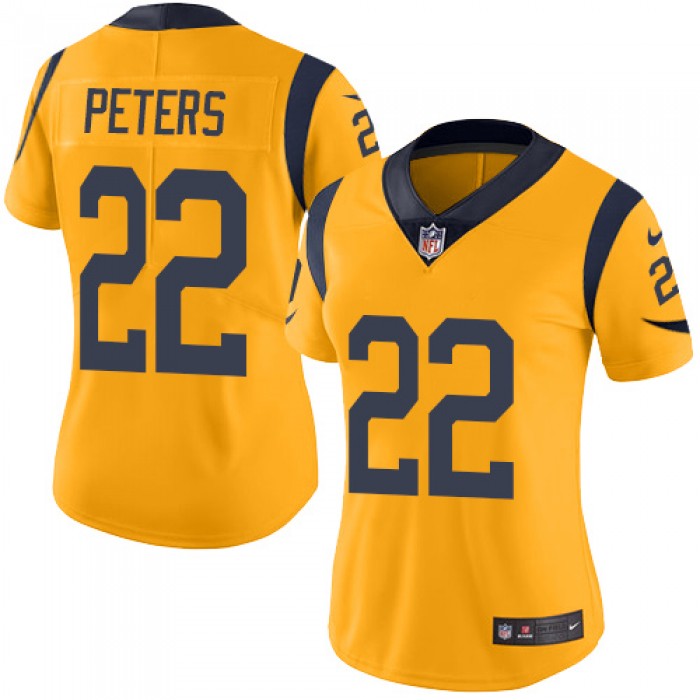 Nike Rams #22 Marcus Peters Gold Women's Stitched NFL Limited Rush Jersey