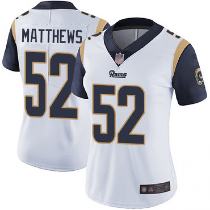 Rams #52 Clay Matthews White Women's Stitched Football Vapor Untouchable Limited Jersey