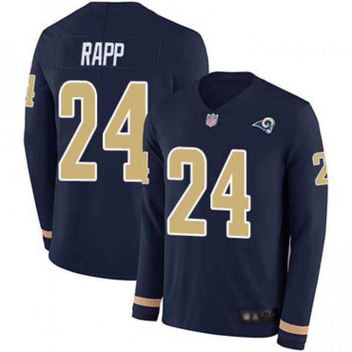 Rams #24 Taylor Rapp Navy Blue Team Color Men's Stitched Football Limited Therma Long Sleeve Jersey