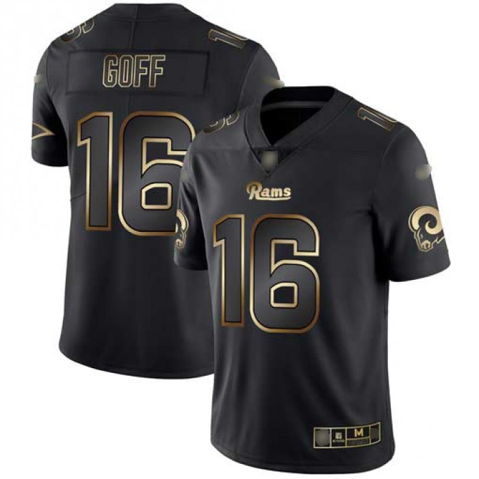 Rams #16 Jared Goff Black Gold Men's Stitched Football Vapor Untouchable Limited Jersey